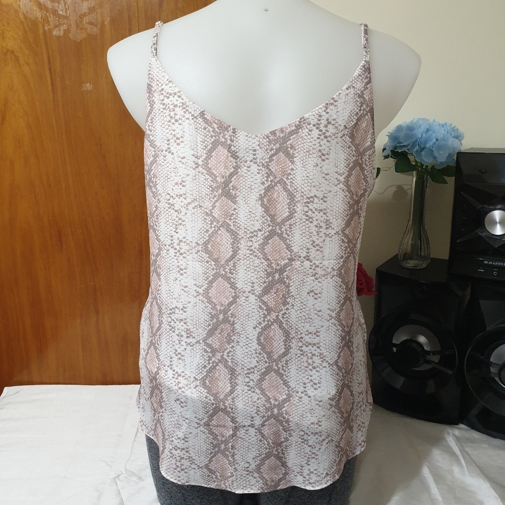 Just Jeans AU-16 White/Brown Print Sleeveless Singlet Top Tee NWOT - Picture 6 of 10
